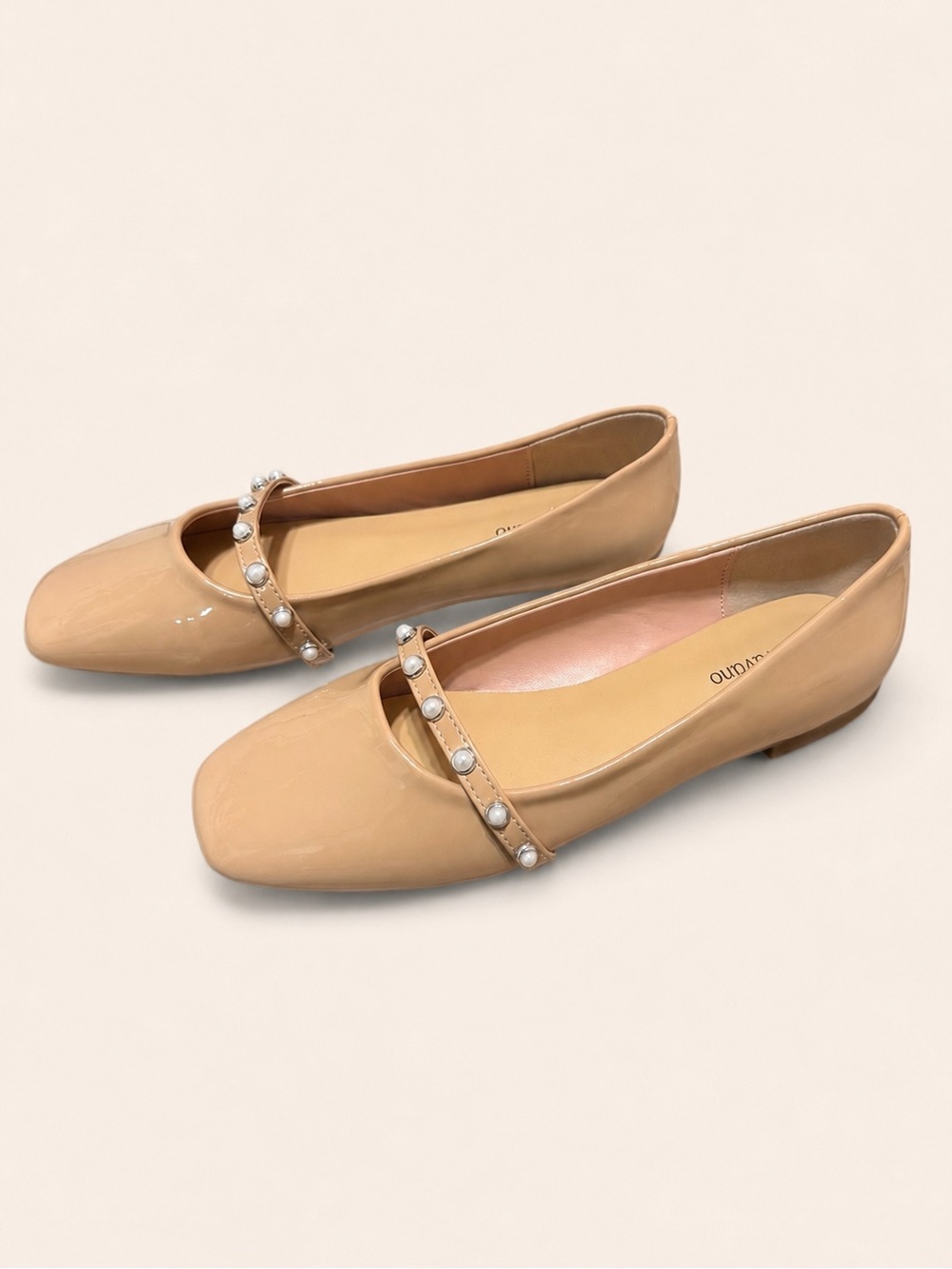 C.Paravano Nude Patent Pearl-Strap Mary Jane Flats - Picture 2 of 7